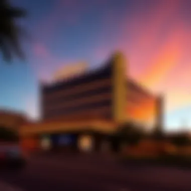 Stunning exterior view of a leading Australian casino captured at sunset