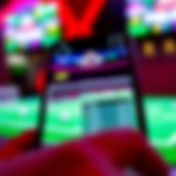 User Interface of Mobile Sports Betting Applications Close-up of a smartphone displaying a sports betting app interface.