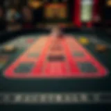 A close-up of a baccarat table layout showcasing the betting areas.