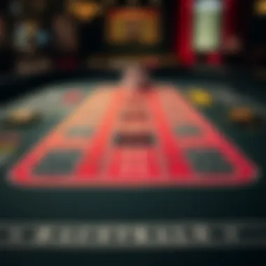 A close-up of a baccarat table layout showcasing the betting areas.