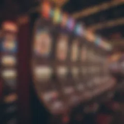 Array of colorful slot machines in a casino environment
