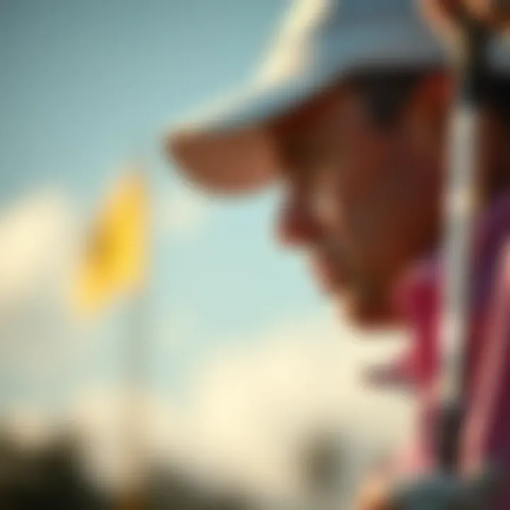 Close-up of a golfer preparing for a swing