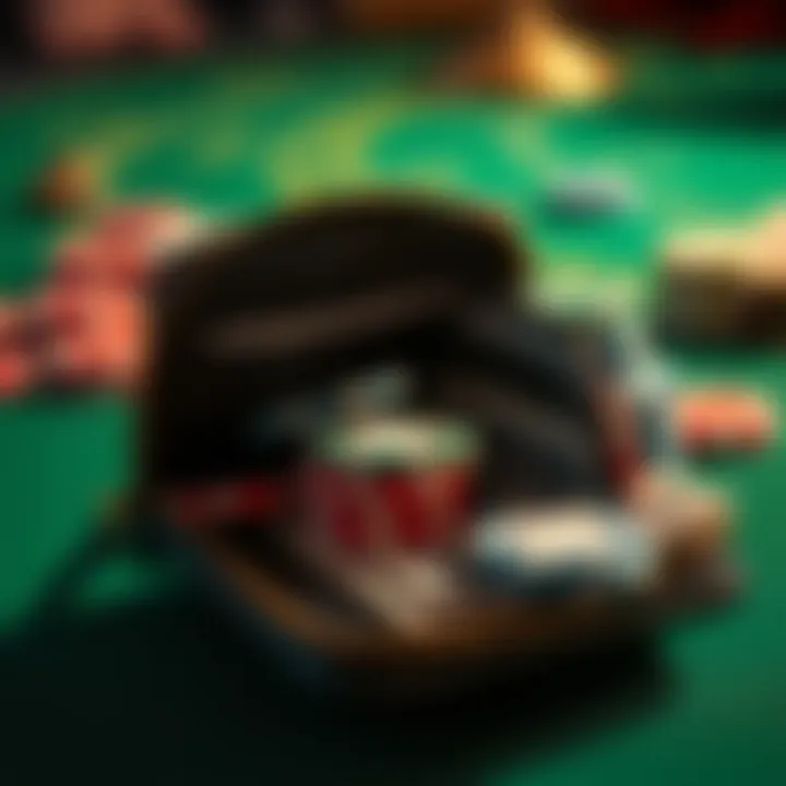 An open wallet with casino chips and cash