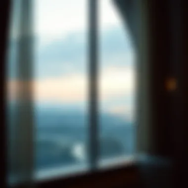 A serene landscape view outside a casino window