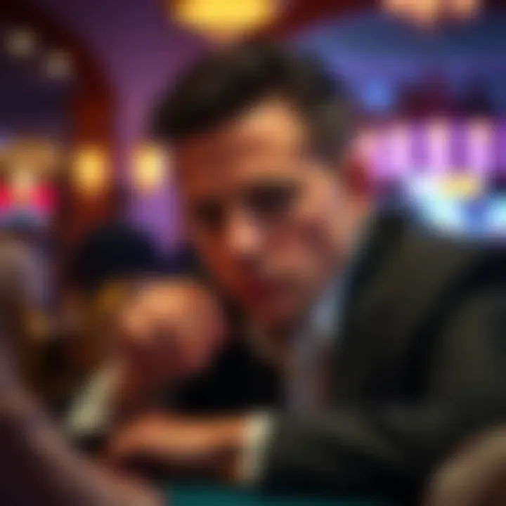 Close-up of a thoughtful gambler contemplating their next move