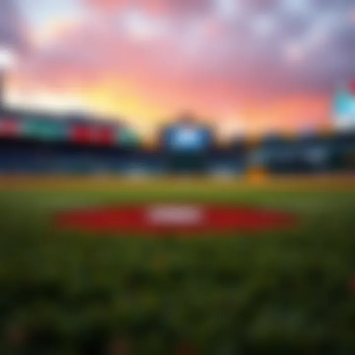 A baseball field with statistical graphics overlay