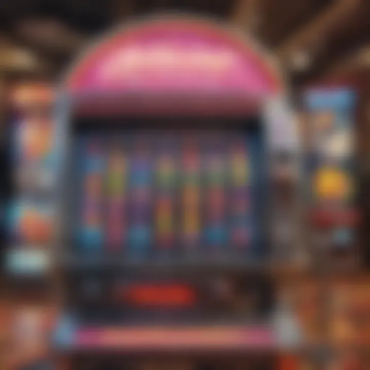 Vibrant candy-themed slot machine display