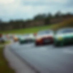 Dynamic racing scene showcasing cars on a track
