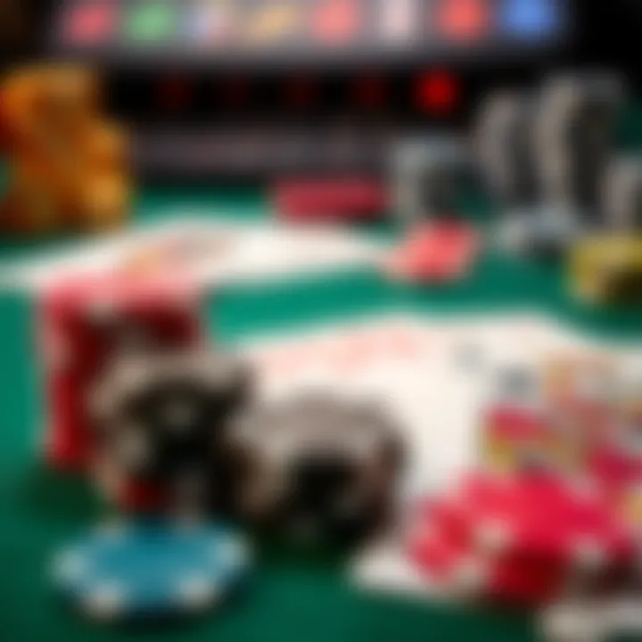 A set of poker chips and cards showcasing different games