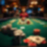 A well-arranged poker table with chips and cards