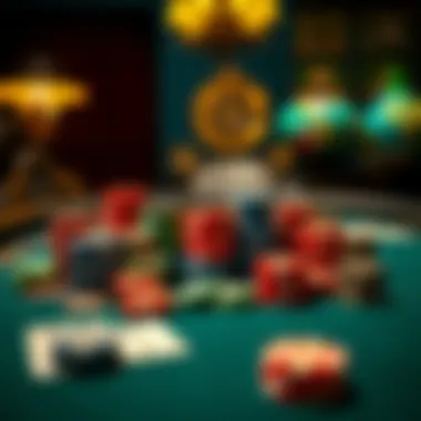 Diverse Poker Setup An intricate poker table setup showcasing diverse chips and cards