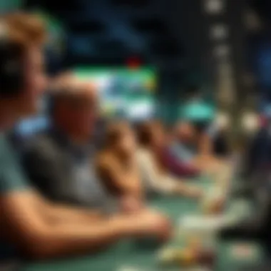 Patrons Enjoying the Betting Experience Group of patrons engaged in sports betting activity