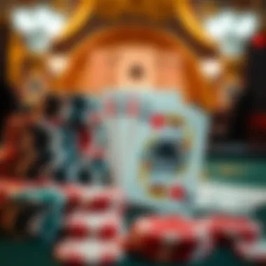 Creative card and chip display for a casino ambiance