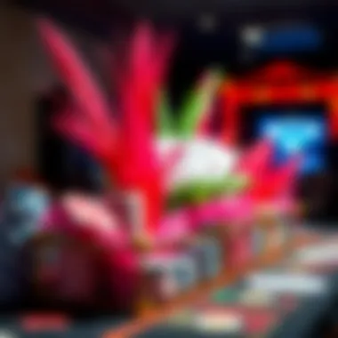 Homemade casino-themed centerpiece with vibrant colors