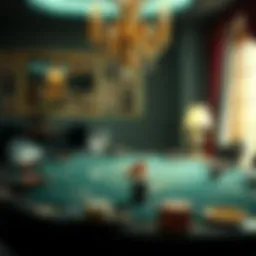 Elegant poker table setup with decorative elements