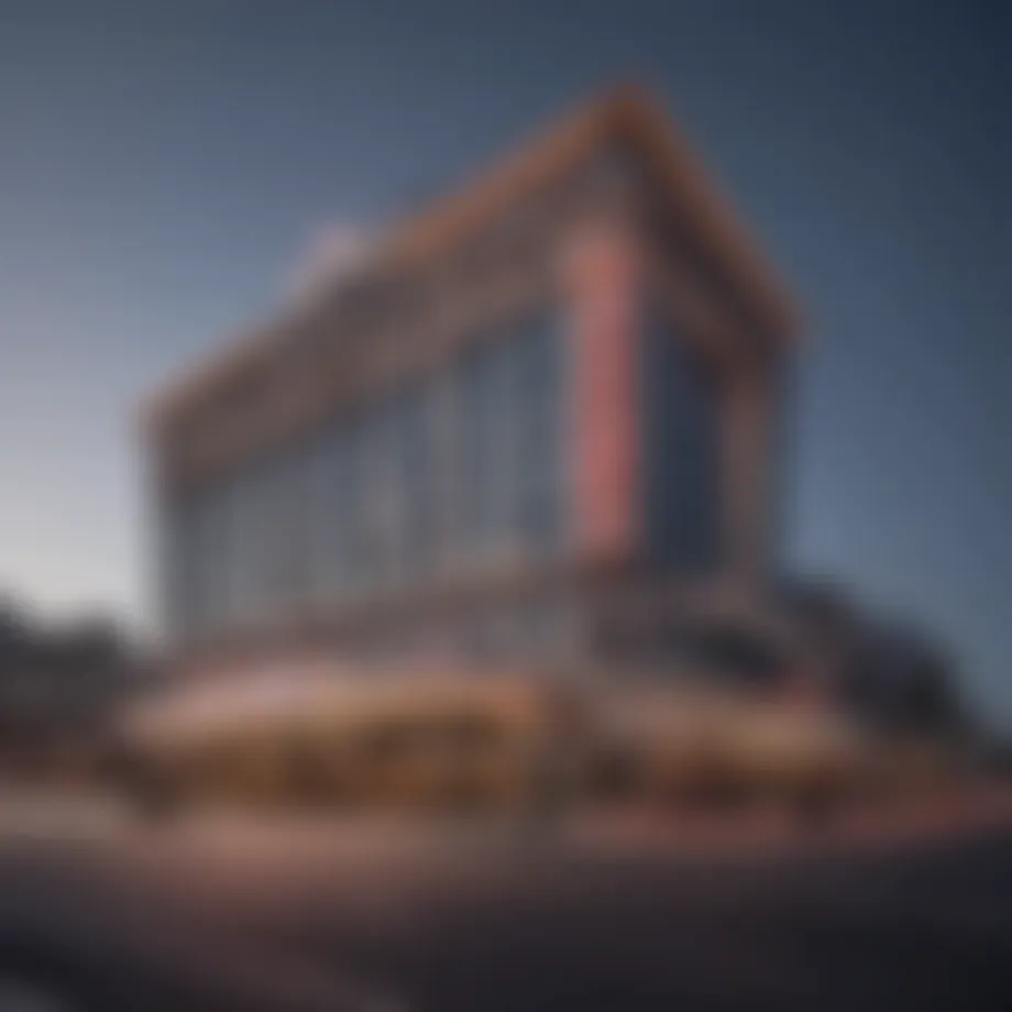 Exterior view of the Downtown Grand Hotel and Casino showcasing its unique architectural design