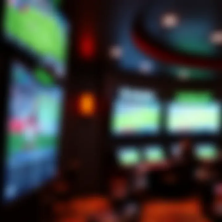 Screens displaying live sports events and betting odds