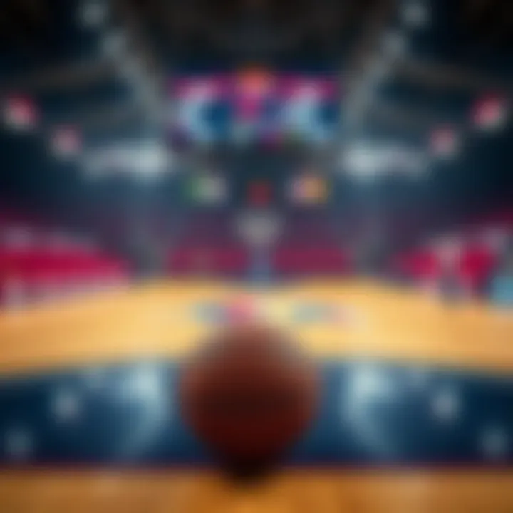 Basketball court with odds displayed