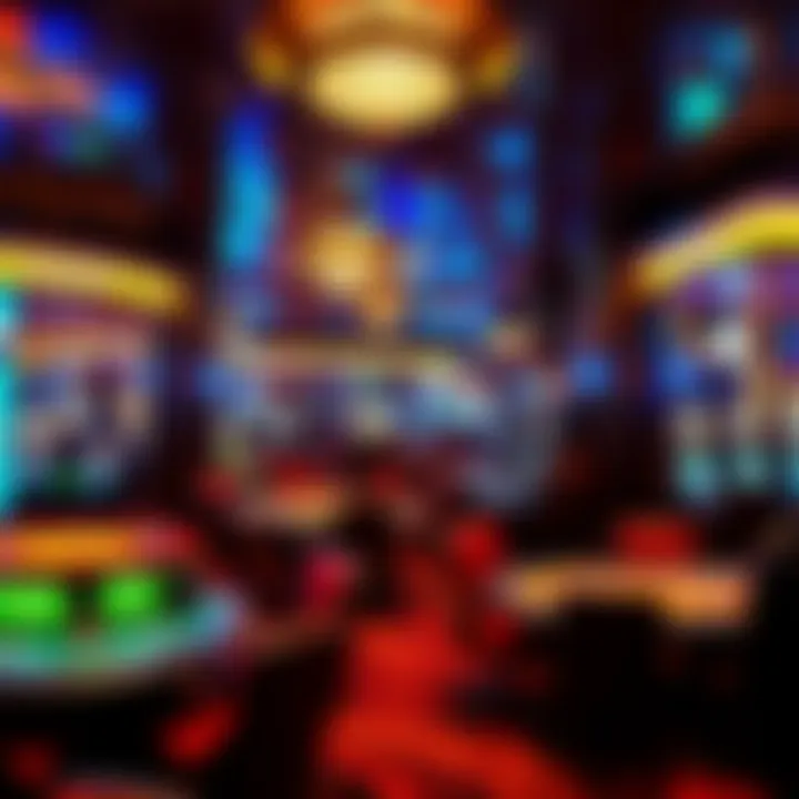 Luxurious cruise line casino interior with vibrant gaming tables