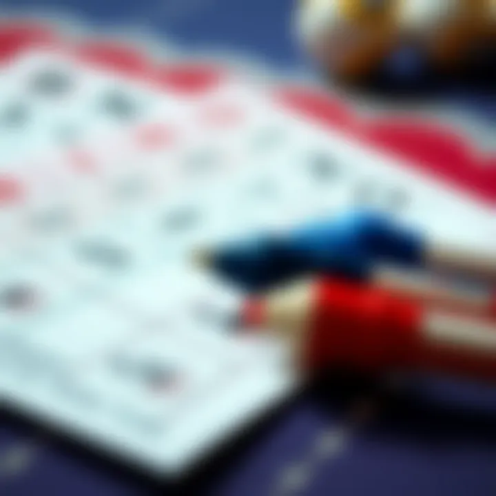 Bingo Cards and Markers Close-up of bingo cards and markers ready for play