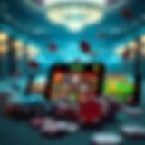 An illustration showcasing various casino game apps on different mobile devices.