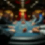 View of a championship poker table with players engaged in a high-stakes game