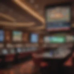 Cherokee Casino sports betting area showcasing vibrant screens and engaging atmosphere