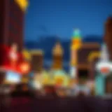Stunning view of the Las Vegas Strip at night, showcasing the vibrant lights and iconic architecture.
