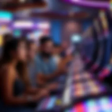 Diverse Enthusiasts Engaged in Slot Gaming A diverse group of individuals enjoying online slots on different devices