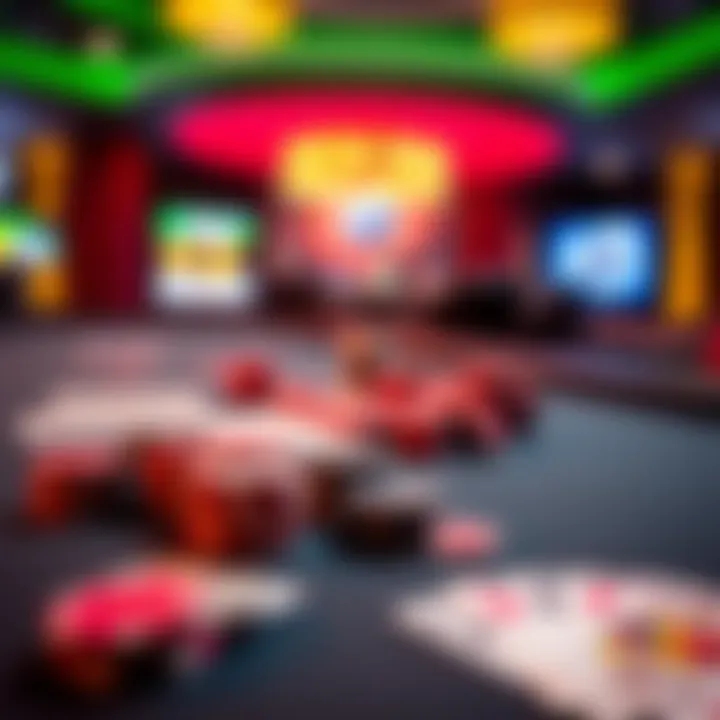 Vibrant Poker Table Setup A vibrant poker table setup featuring chips and cards