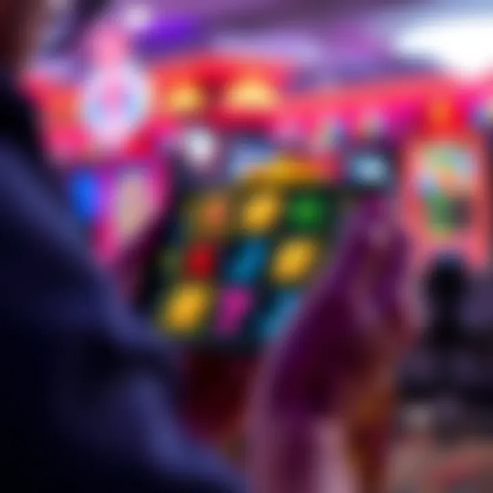 Player Engagement with Mobile Slot Game Close-up of a player engaging with a slot game on mobile