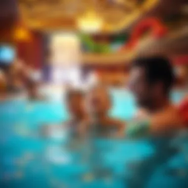 Family-Friendly Attractions at the Casino Families enjoying various attractions in a casino's indoor water park, highlighting joy and relaxation