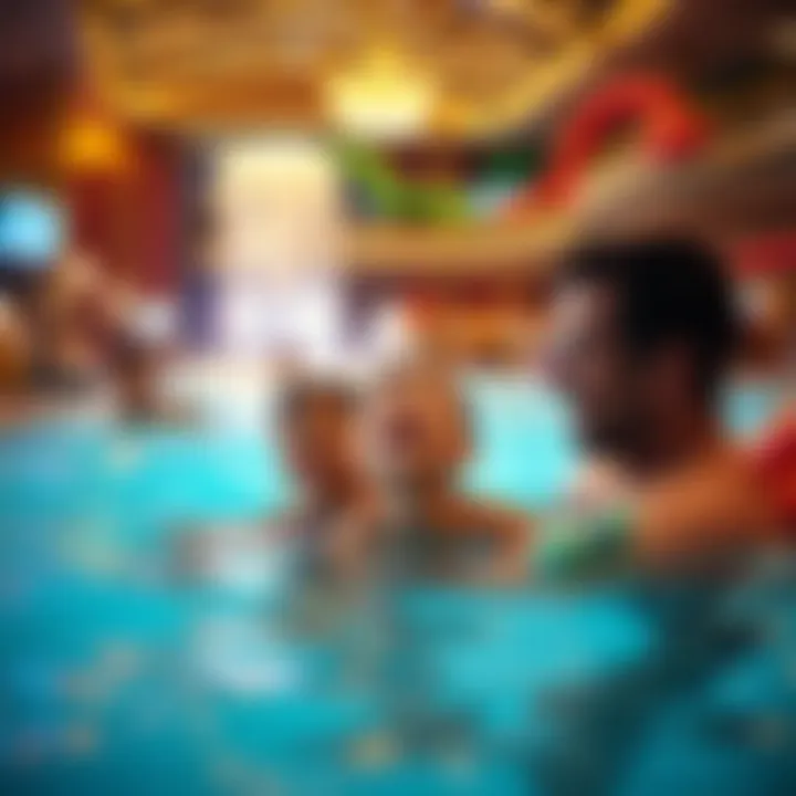 Family-Friendly Attractions at the Casino Families enjoying various attractions in a casino's indoor water park, highlighting joy and relaxation