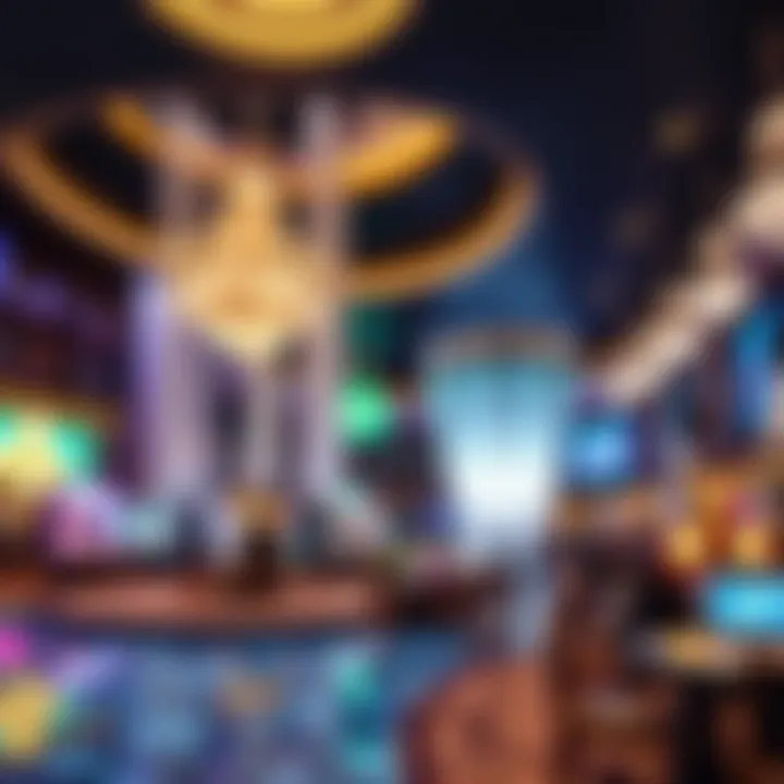 Luxurious Casino Design and Water Park Fusion Elegant casino interiors complementing the indoor water park, blending luxury with leisure