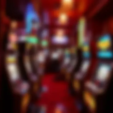 Interior of a vintage casino showcasing old slot machines