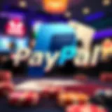 A digital representation of a PayPal logo integrated with casino elements