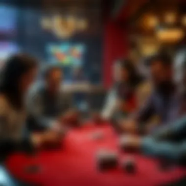 A group of friends enjoying a poker night with digital devices