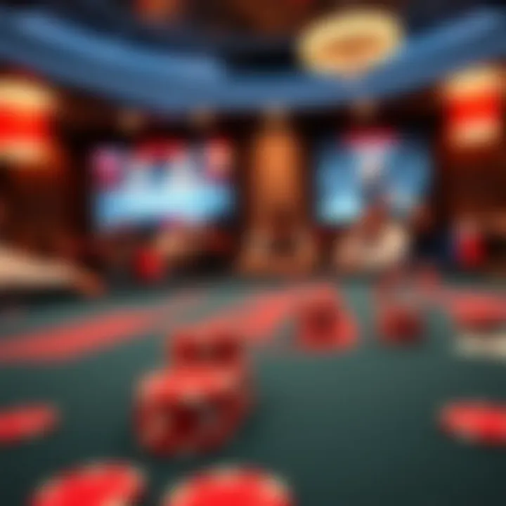 A virtual poker table showcasing various chip colors and player avatars