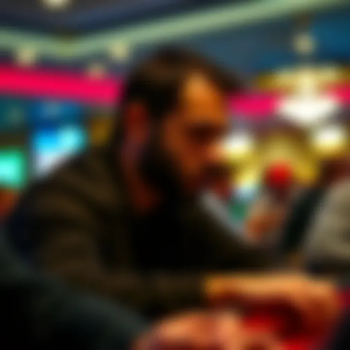 A player deep in thought, strategizing during a crucial tournament moment