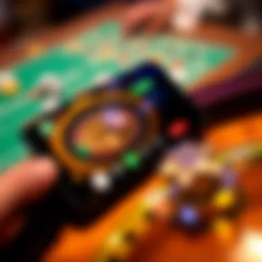 Mobile Roulette App Interface A mobile device displaying a roulette app interface