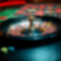 A roulette wheel with a vibrant layout and chips