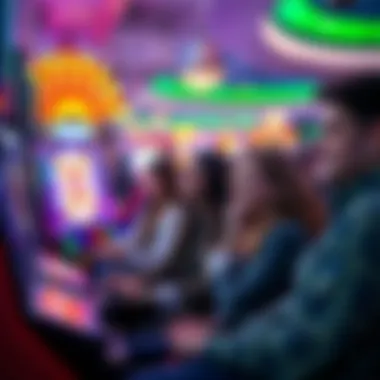Casino Gaming Experience A diverse group of gamers enjoying cash wheel slots in a vibrant casino environment.