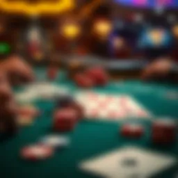 Playing cards on a felt table with chips