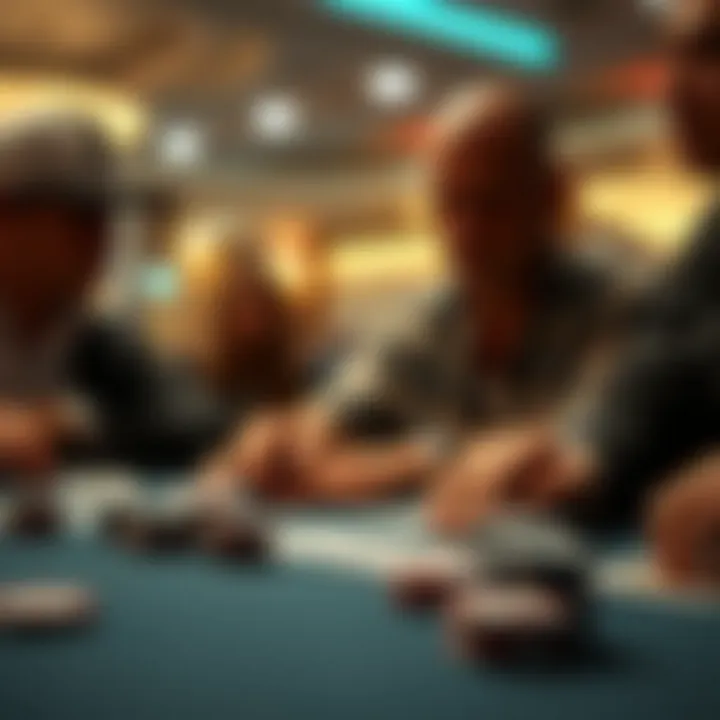 Close-up of poker chips and cards during a tournament