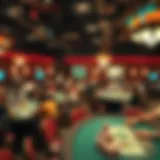 Aerial view of a vibrant poker tournament setting