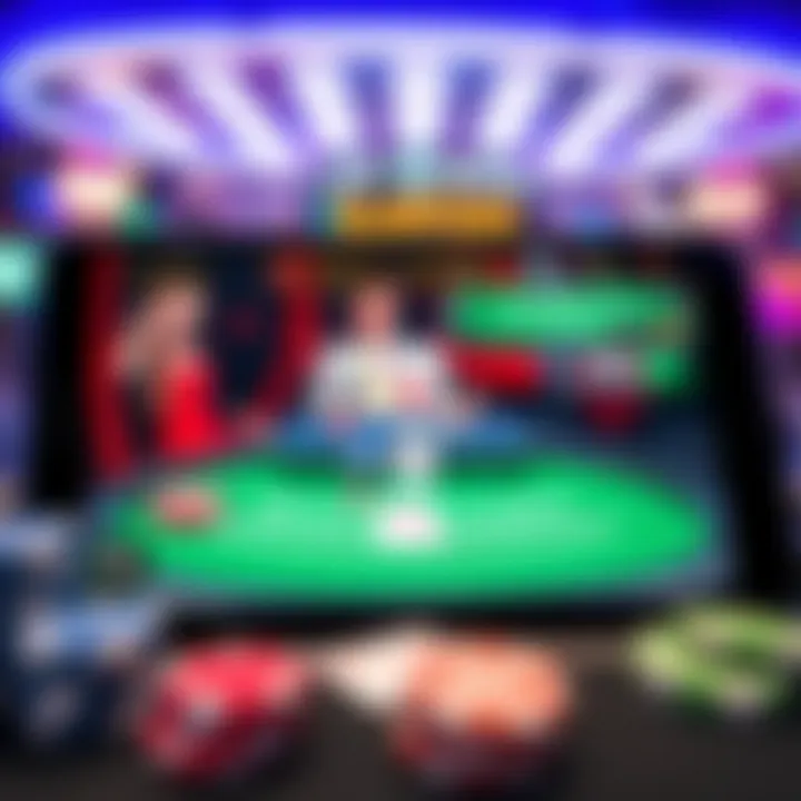 A captivating interface of a blackjack gambling app showcasing a vibrant gaming environment