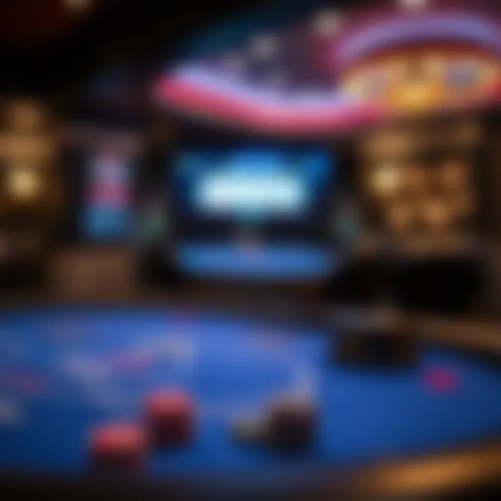 Digital Poker Table in Action A digital poker table displaying a Texas Hold 'Em game in progress