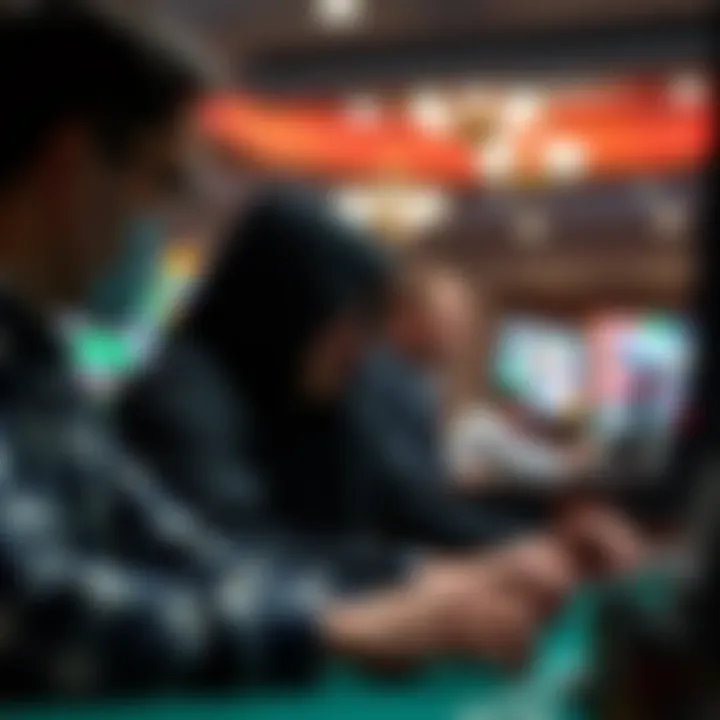 Strategic Analysis in Online Poker A thoughtful player analyzing their strategy during an online poker game