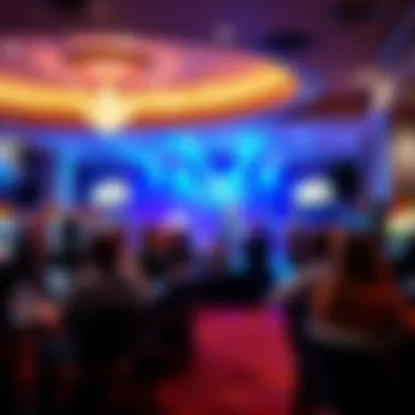A vibrant entertainment area within a casino, highlighting live performances and guests enjoying the atmosphere.