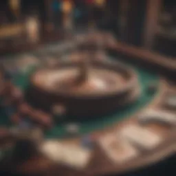 Vintage casino gaming table with classic cards and chips